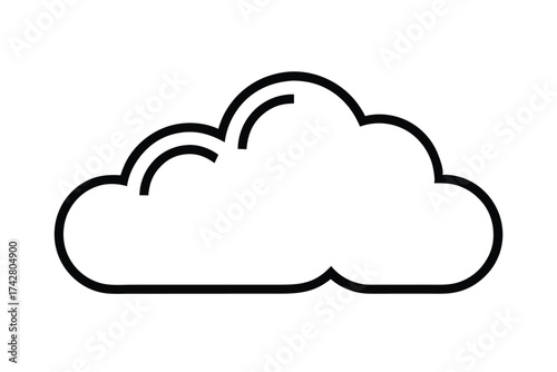 Single stylized cloud has a flat bottom and a black stroke outlining the shape