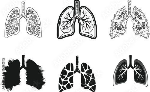 Human lungs vector illustration, abstract anatomy design, medical organ concept, stylized respiratory system, schematic bronchial tree, polygonal lung art, healthcare graphic