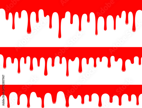 Dripping Red Liquid Border Design on White Background
