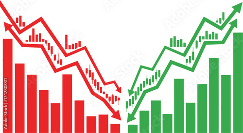Stock market analysis charts trends financial data and investment editable vector