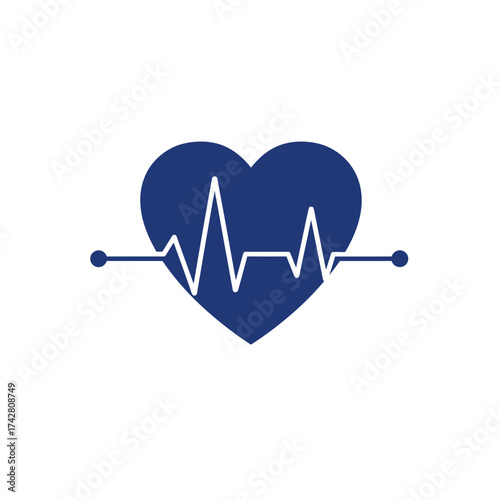 Heartbeat ekg pulse line graphic symbol concept health medical care cardiology science vector silhouette on a white background