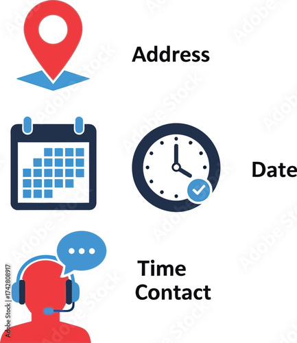 Find us location date time contact information vector illustration editable vector