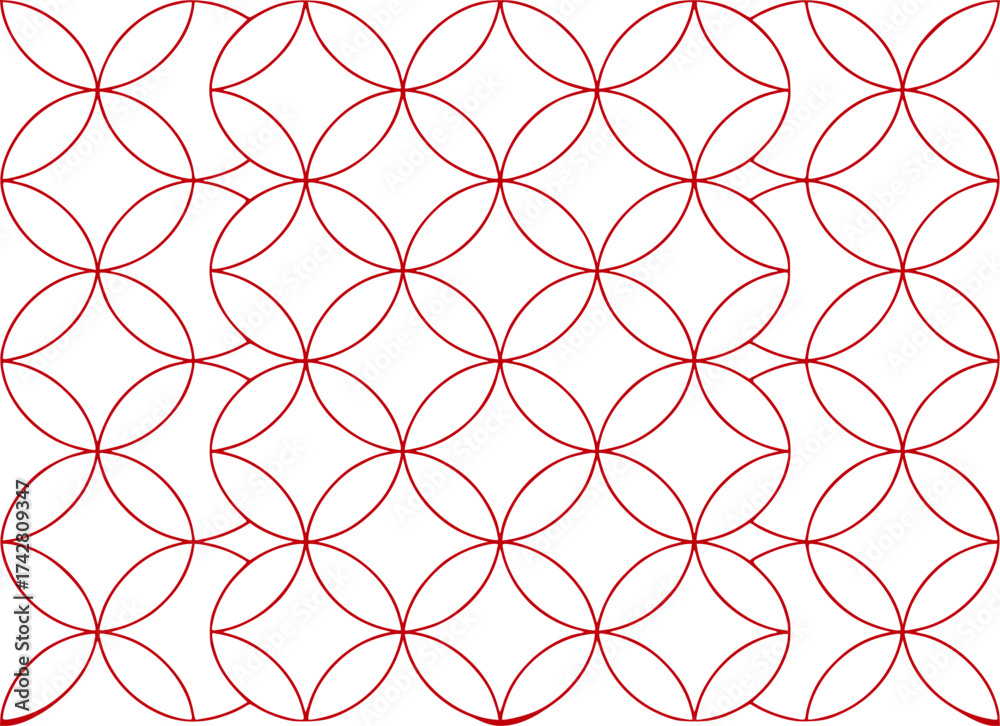 Fototapeta premium Seamless Red Interlocking Circles Geometric Pattern Background