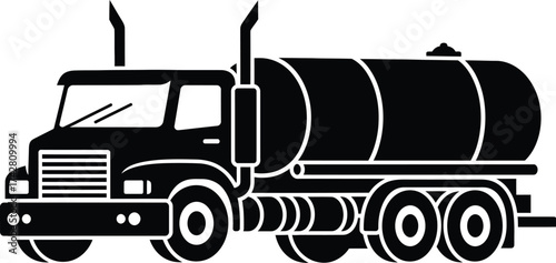 Black and white tanker truck vector illustration for transport use editable vector