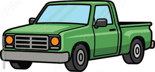Green pickup truck vector illustration stock image download now editable vector