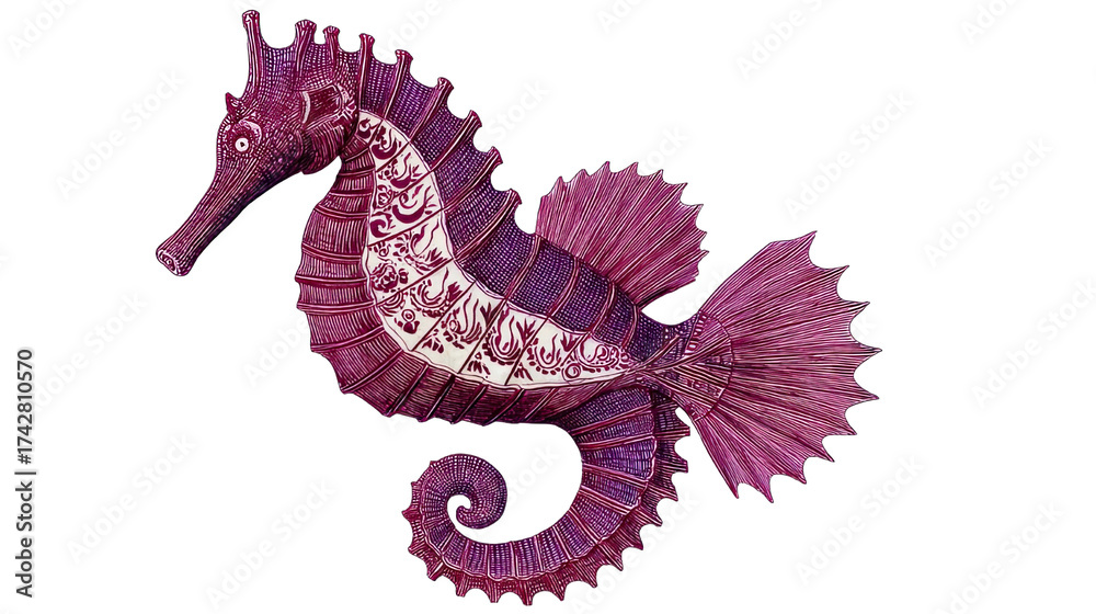 Obraz premium Elegant seahorse illustration against transparent background for design