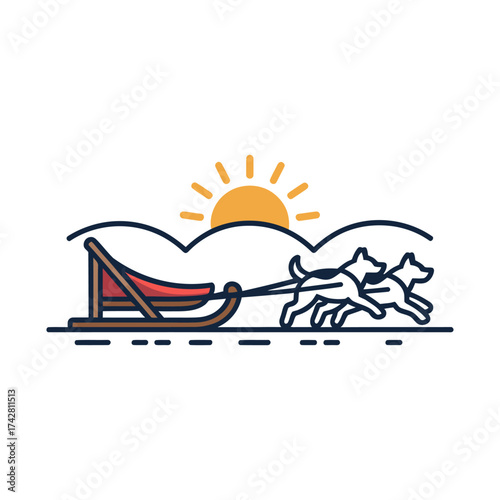 Dog Sled icon vector on White Background Vector Art Illustration on white background.