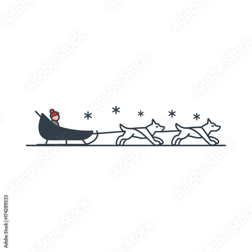 Dog Sled icon vector on White Background Vector Art Illustration on white background.