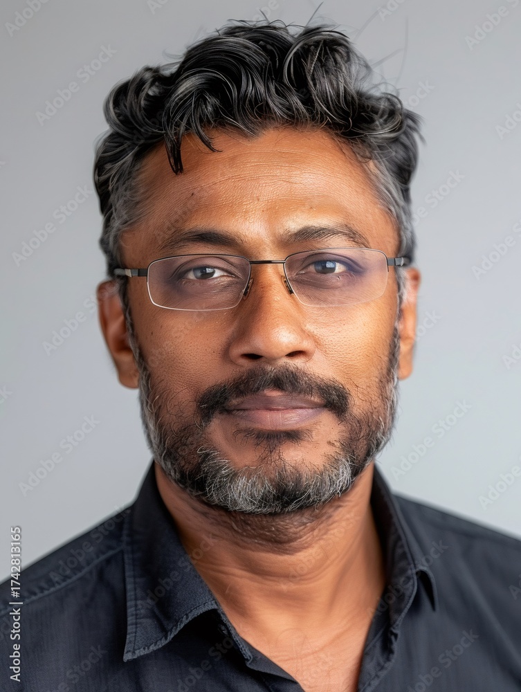 Fototapeta premium Mature south asian man wearing eyeglasses and beard