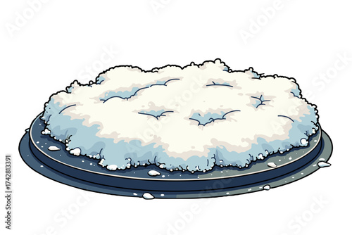 Snow on a manhole cover with a soft texture on a transparent background