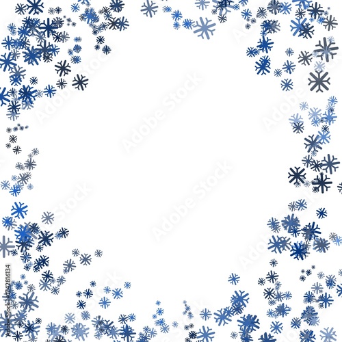 abstract blue background with snowflakes snow winter frame