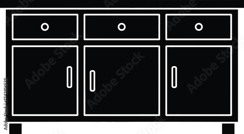 Furniture cabinet sideboard storage unit for home and organization editable vector