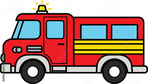 Cartoon fire truck drawing vector illustration clip art image editable vector