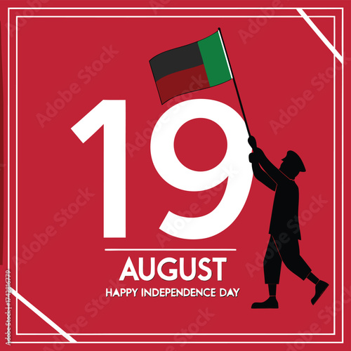 Silhouette of a person holding a flag with black red and green colors on August 19th Independence Day