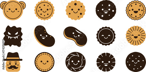Cute cookies vector set illustration bakery sweets dessert design editable vector