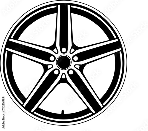 a black and white car wheel