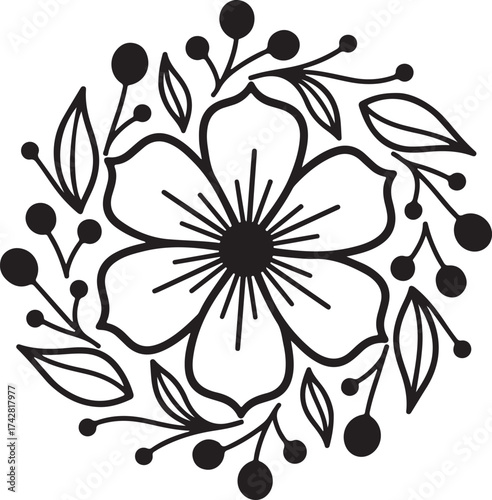 Floral Mandala: A stunning floral mandala, exquisitely crafted with delicate petals and intricate patterns, blooms in a harmonious display of nature's beauty.