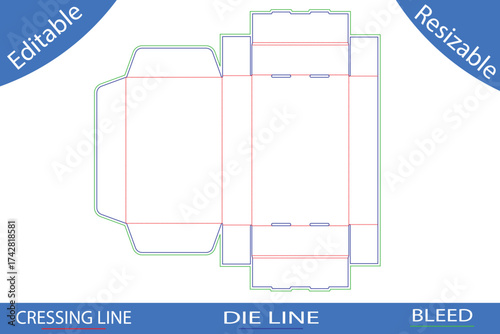 Box Packaging Die Cut Template With Lid Flap carton