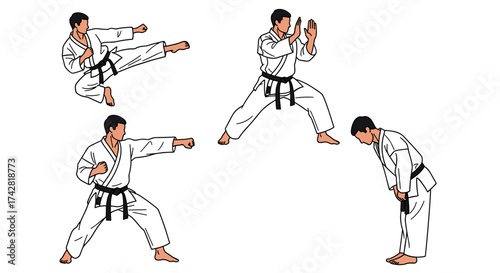 Master the art of Karate training and self defense with this dynamic martial arts illustration