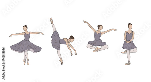 Elegant ballerina poses graceful dance moves for ballet performance or artistic design needs vector