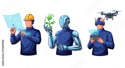 Modern industry evolving with technology innovation and automation, a future technology concept