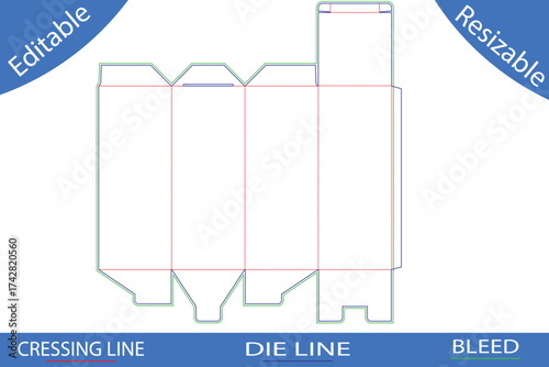 Tall Box Die Cut Template With Gable Top packaging