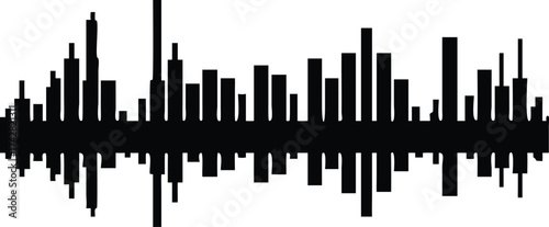 Black sound wave equalizer audio frequency modulation vector illustration for music production and sound engineering applications
