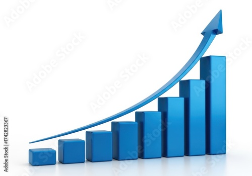 Blue bar graph and arrow showing upward trend and growth Free Download Blue bar graph and arrow showing upward trend and growth - GFXLoad