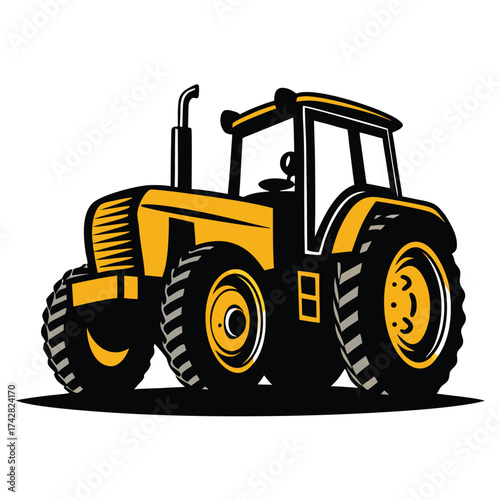 Yellow and black tractor showcases a robust vehicle design ready for the agriculture field work