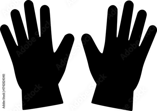 gloves, black and white, simple, icon