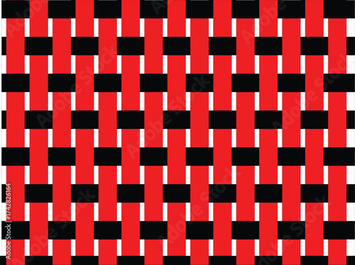 red black geometric basketweave pattern repeating checkerboard design with white lines woven texture