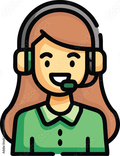 Female cartoon operators wearing headsets are ready to assist callers today