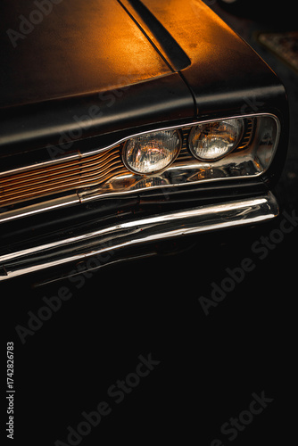 classic car headlight. Retro auto poster