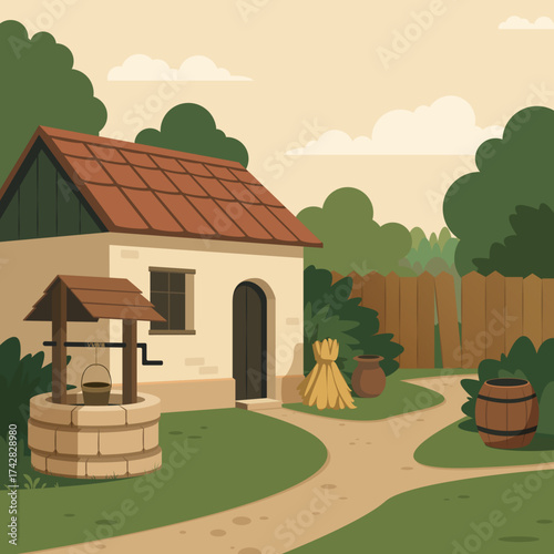 peaceful rural landscape, grandmother's house