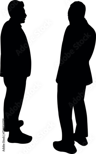 two young men making chat, silhouette vector