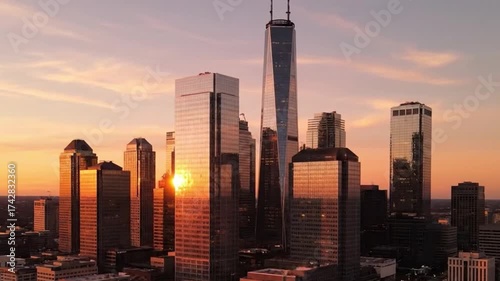 new york skyline at sunset
