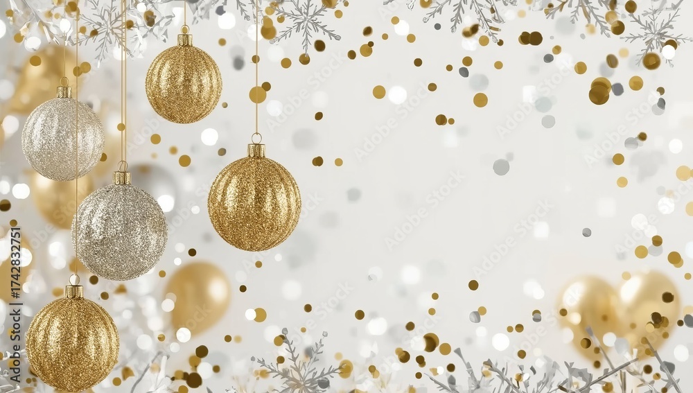 Fototapeta premium festive Christmas tree balls. Christmas card