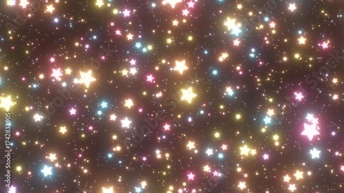 Magical Rain Of Glowing Stars Falling In Celestial Cosmic Night Sky - 4K Seamless VJ Loop Motion Background Animation
