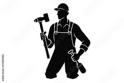 plumber vector con silhouette