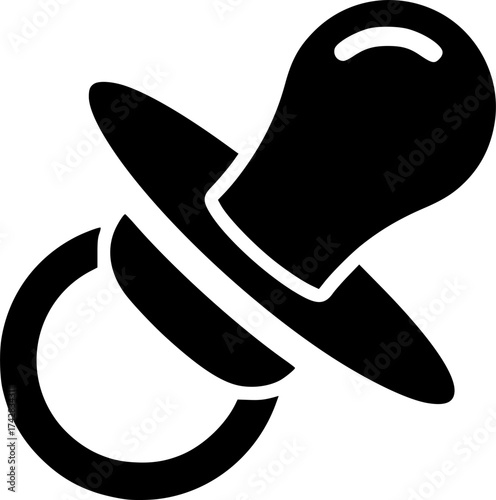 a black and white icon of a baby pacifier