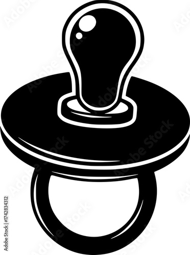a black and white icon of a baby pacifier