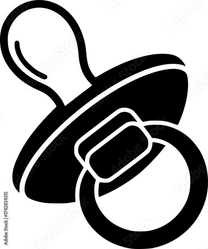 a black and white icon of a baby pacifier