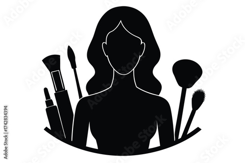 makeup artist  vector con silhouette
