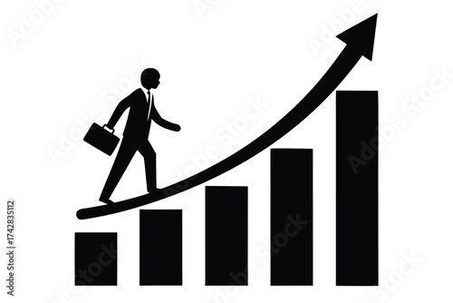 career growth chart vector icon silhouette