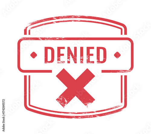 Denied stamp red rejection cross