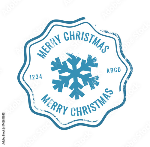 Merry Christmas rubber stamp design