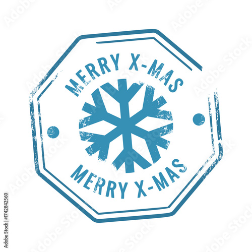 Merry Xmas rubber stamp design