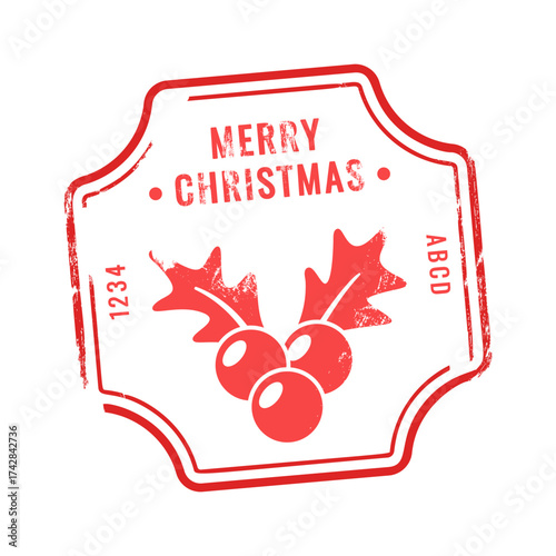 Christmas postage stamp mistletoe design