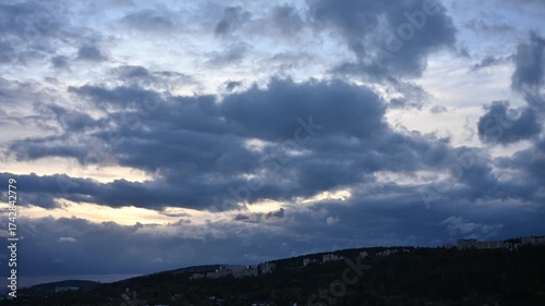 Nordic Storm Clouds Moving Over Hills, timelapse, 4K, 30fps