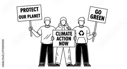 People protesting for environmental causes, raising awareness about climate change